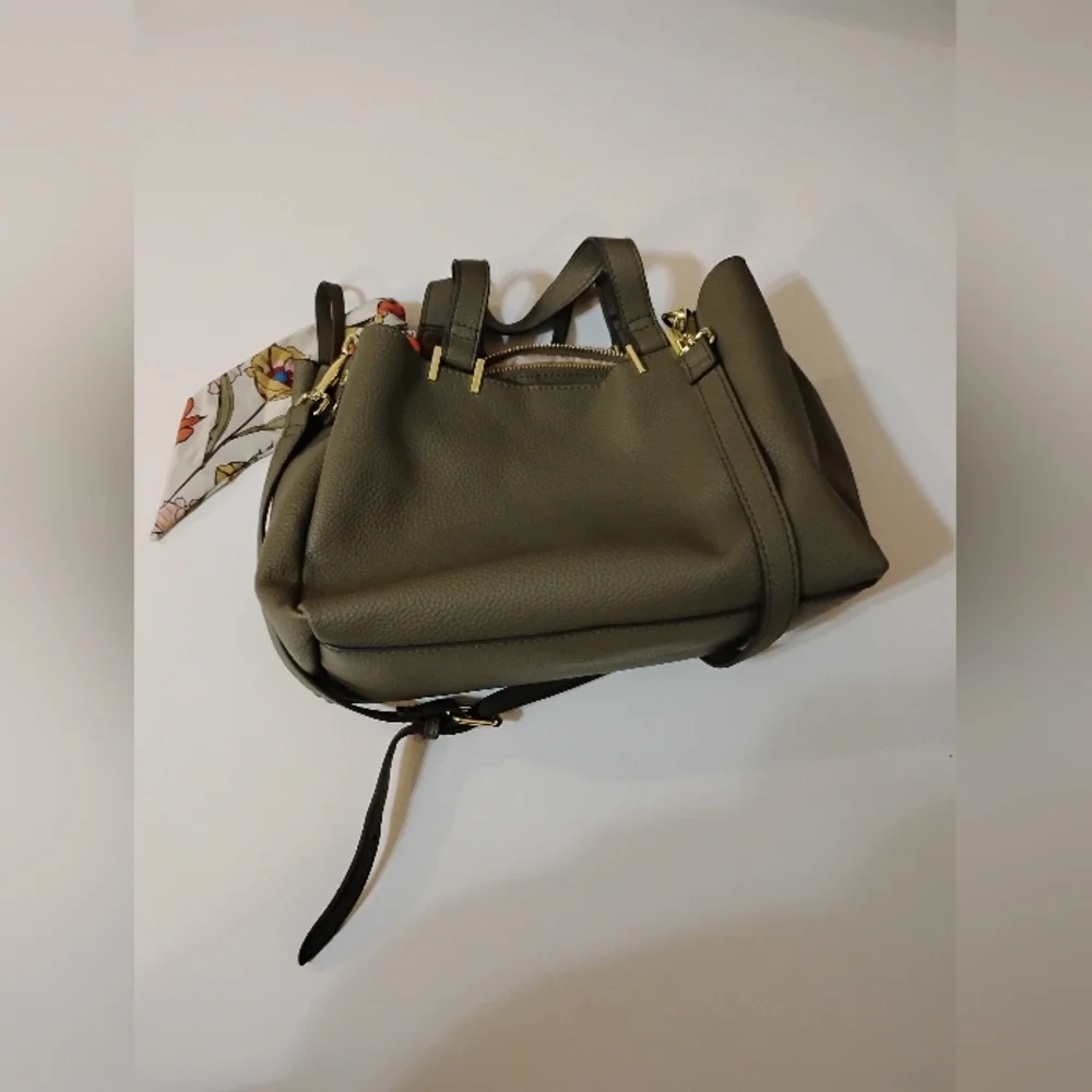 Olive Green Gray Hobo Bag with Floral Scarf Accent STEVEN MADDEN 3 Departments